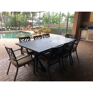 9-Piece Patio Dining Set, 86 X 34 Inch Rectangular Dining Table