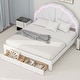 preview thumbnail 3 of 17, Elegant Queen Bed with Seashell Headboard, LED Lights, and Dual Storage Drawers