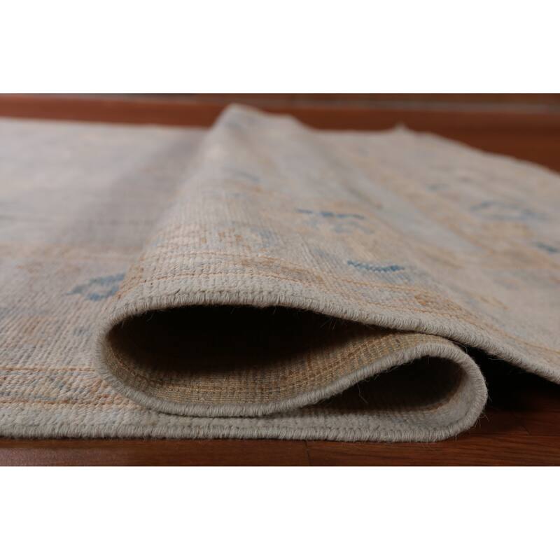 Hand Knotted Oriental 100% Wool Carpet Transitional All-Over Greys & Charcoal Oushak Area Rug - 9' 9'' X 8' 3''