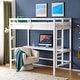 preview thumbnail 5 of 8, Wood Loft Bed with Desk Twin Size with RGB LED for Adults, 2 Charging Station