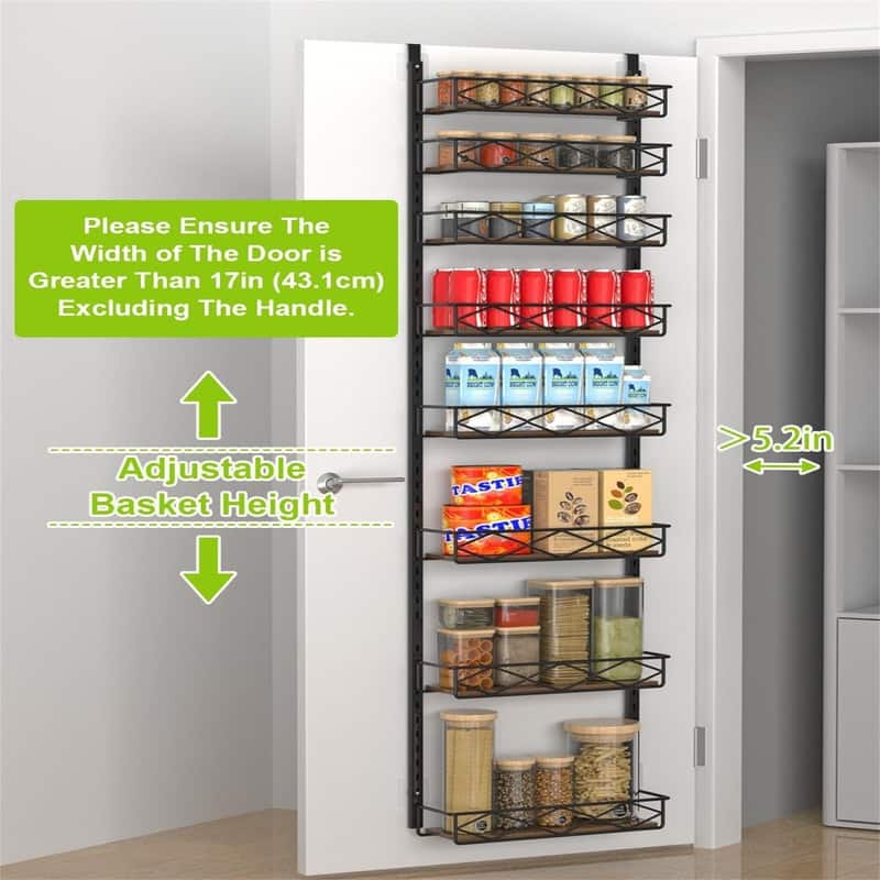 Over The Door Pantry Organizer - 5.11"D x 16.73"W x 64.17"H