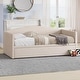 preview thumbnail 2 of 8, Twin Size Upholstered Sofa Bed Daybed with Extended Pop Up Trundle, Space-Saving Twin to King Design for Guest Room