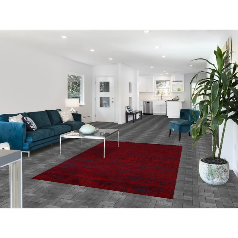 Contemporary Modern Indian Area Rug Handmade Wool Carpet - 5'3" x 7'7"