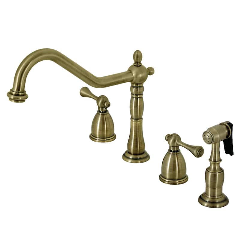 Heritage Deck Mount Widespread Kitchen Faucet with Brass Sprayer - Oil Rubbed Bronze