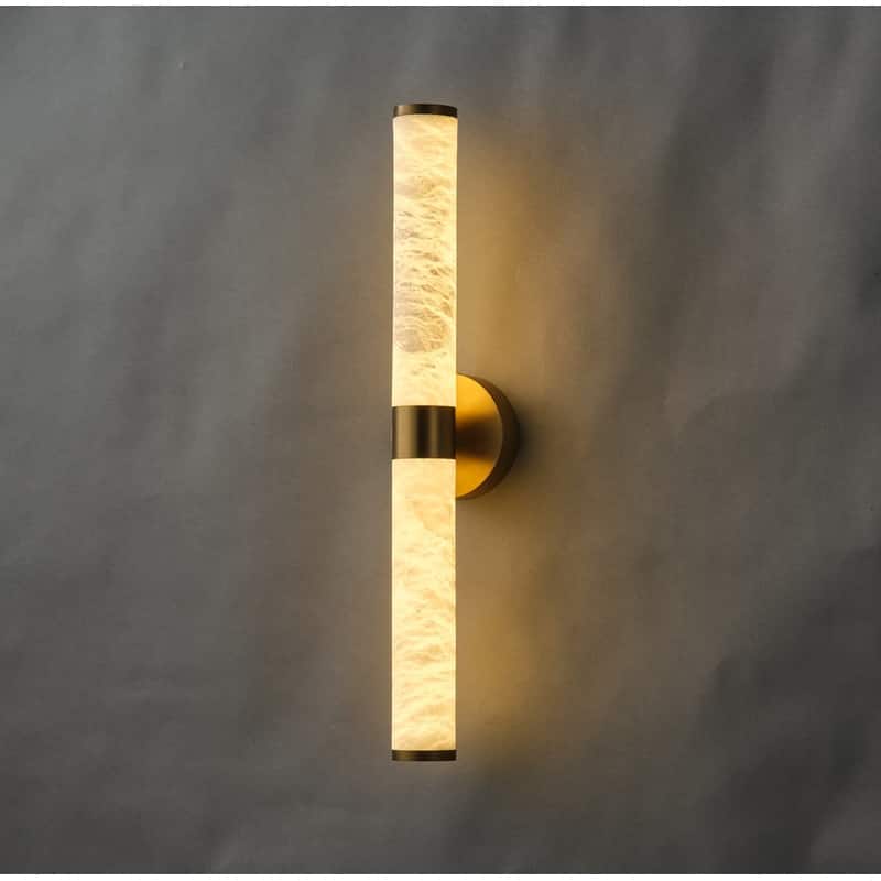 KAYLA 24 in. Modern Black Wall Sconces with Natural Alabaster Shade