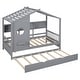 preview thumbnail 28 of 34, Playhouse Design Twin Size House Wooden Bed With Trundle, Modern Design for Kids with Storage Shlef