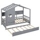 preview thumbnail 28 of 34, Playhouse Design Twin Size House Wooden Bed with Trundle, Modern Design for Kids with Storage Shlef
