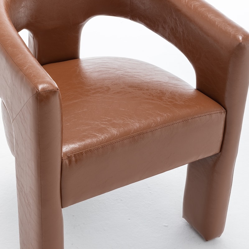SEYNAR Modern Glam PU Leather Upholstered Dining Chair, Open-Back Accent Chair Set of 2