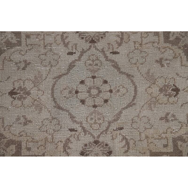 Hand Knotted Oriental 100% Wool Carpet Traditional Floral Beige & Ivories Kashan Area Rug - 12' 5'' X 9' 5''