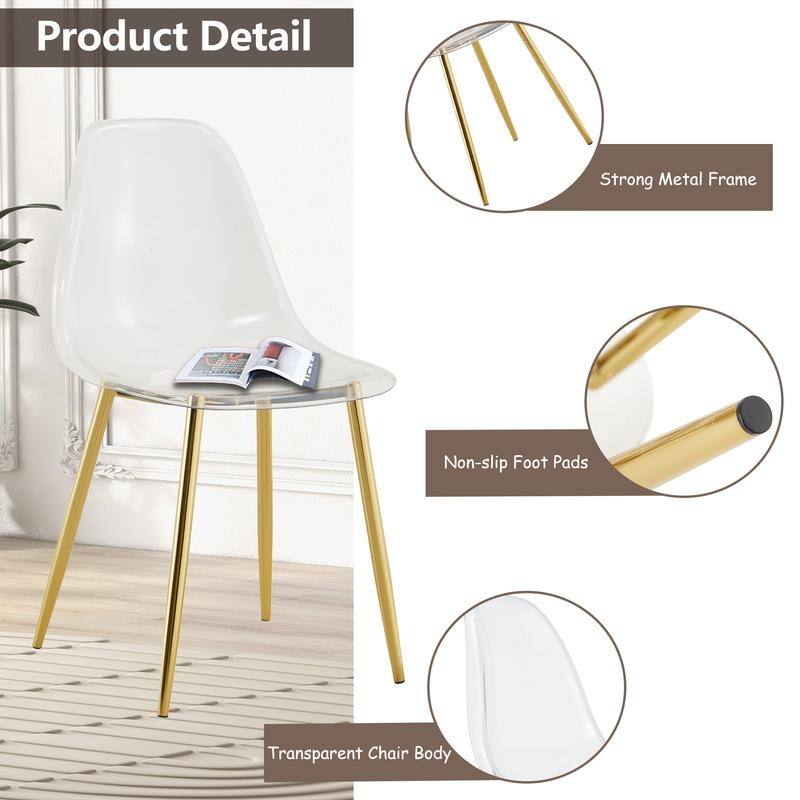 Modern Simple Transparent Dining Chair Set of 4