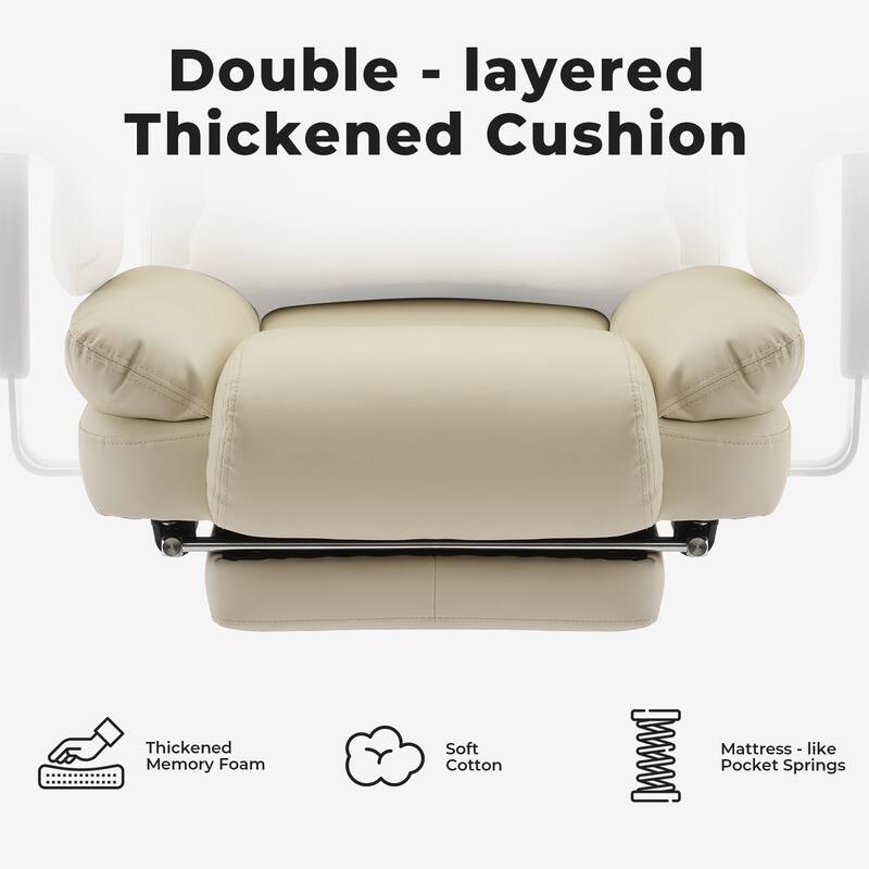 Office Chair Ergonomic 200 kg PU Leather Computer Chair with Lumbar Support and High Backrest, Chair with Liftable Headrest