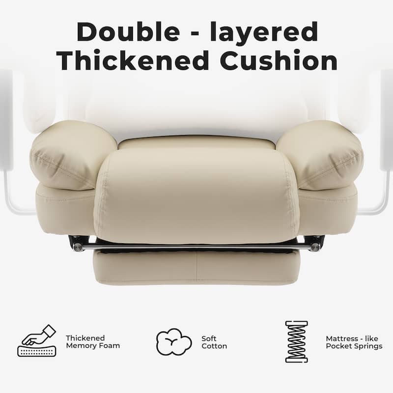 Office Chair Ergonomic PU Leather Computer Chair with Lumbar Support and High Backrest, Desk Chair with Liftable Headrest