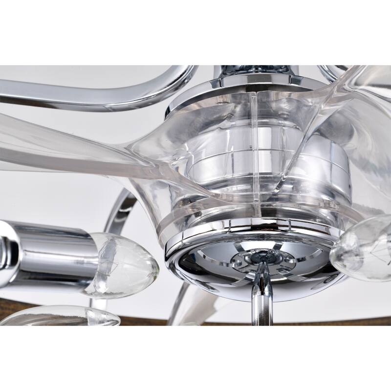 Davina 24 Inch Chrome Polish finish 6 Light, 3 Blade Ceiling Fandelier with Remote
