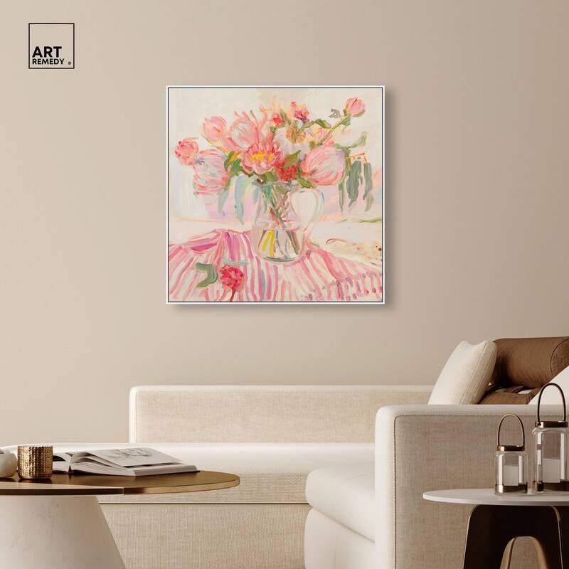 Candy Stripe Bloom Canvas by Art Remedy