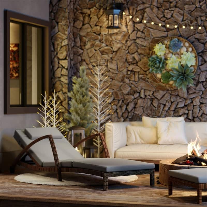 2-Piece Outdoor Rattan Adjustable Backrest Sun Lounger Set with Cushions and Wheels Included - 72.8" L x 28.3" W x 30.7" H