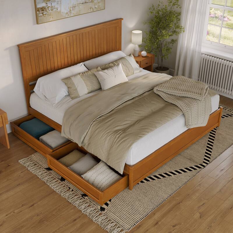 Malta Platform Bed with Panel Footboard and Storage Drawers