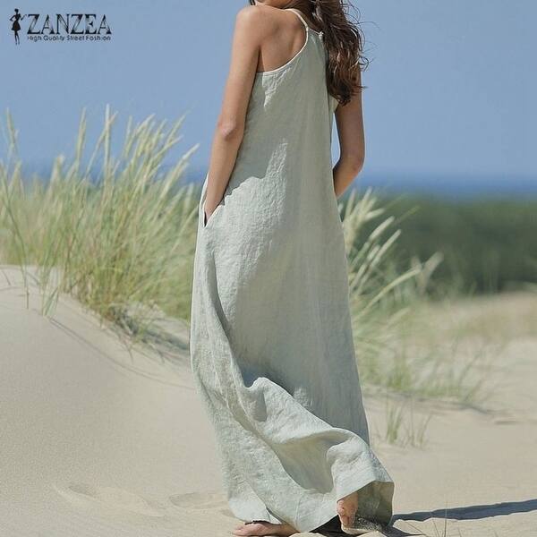 Shop Zanzea Women 2018 Summer Dress Casual Loose Long Maxi Party