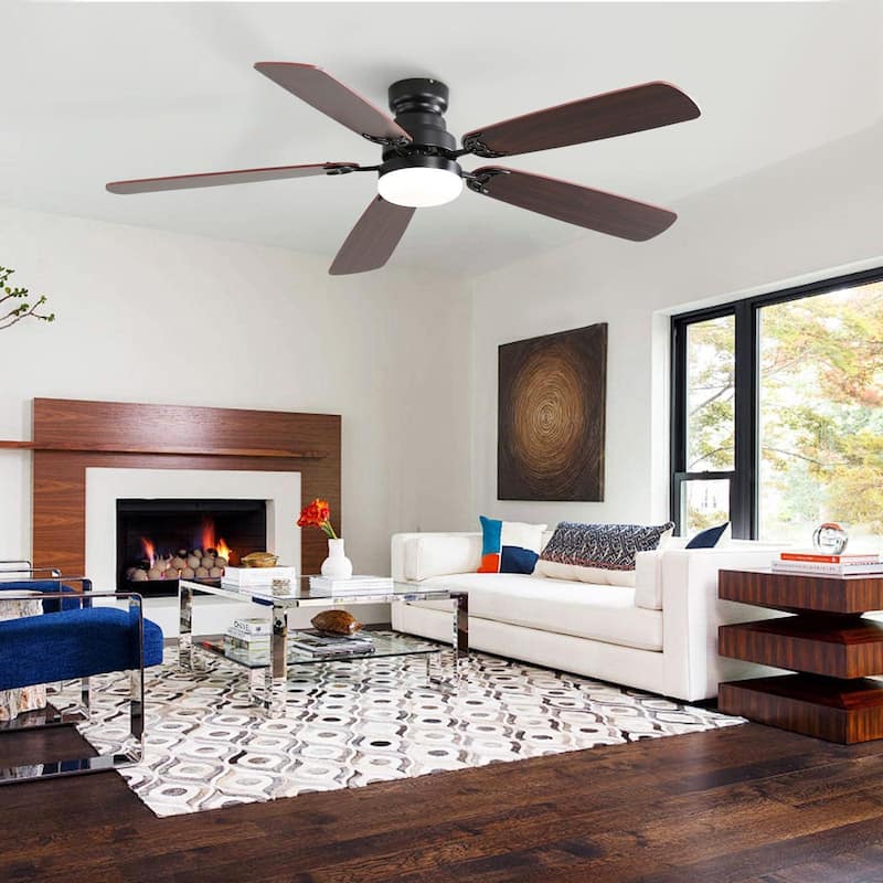 42"/52" Ceiling Fan with Remote,Dual Blade Finish,3CCT LED Light,Plywood Blades,Flush Mount and Downrod Mount