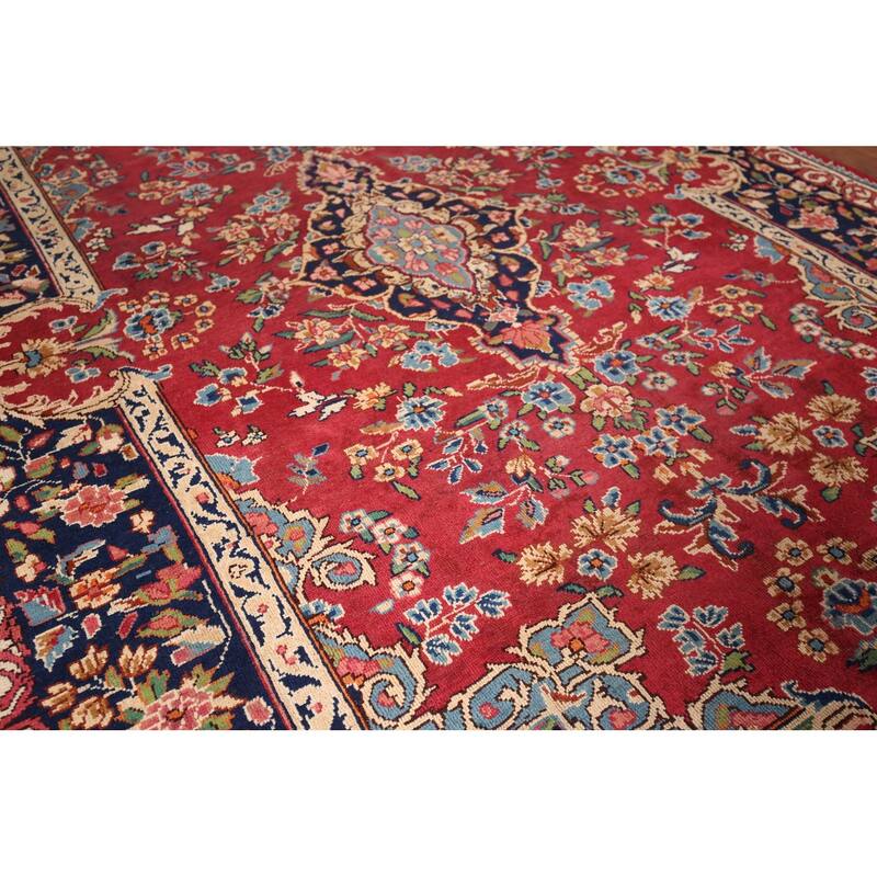 Yazd Antique Persian Area Rug Hand-Knotted Wool Carpet - 6'6" x 10'1"