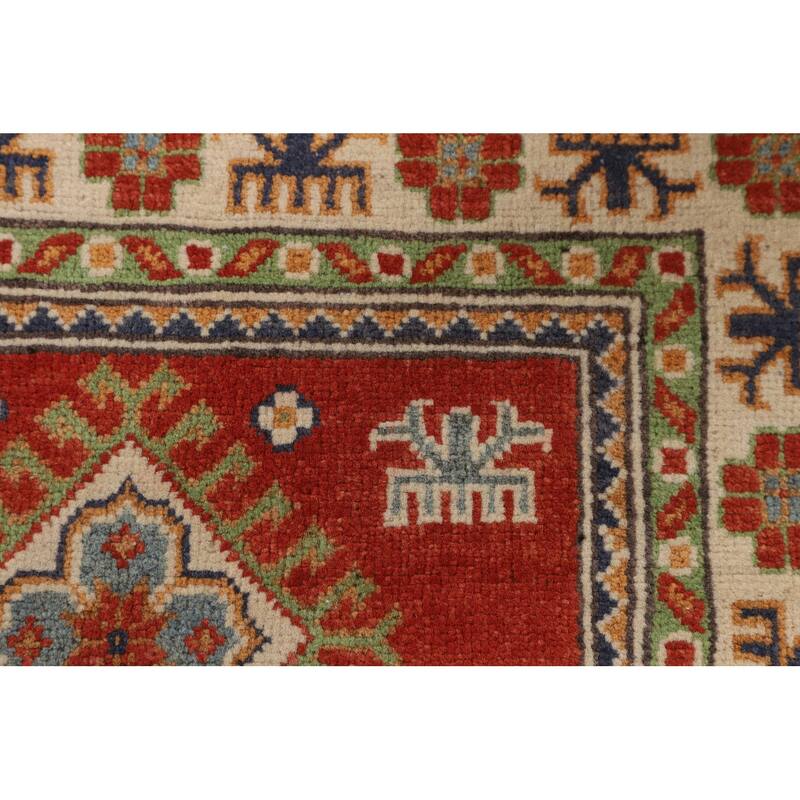 Kazak Accent Rug Hand-Knotted Traditional Orange Wool Carpet - 2'8" x 4'2"