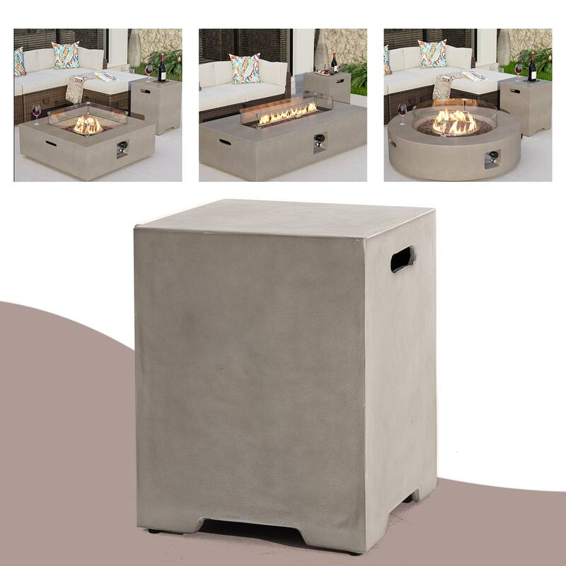 COSIEST Concrete Outdoor Propane Tank Cover Table - Sand Grey