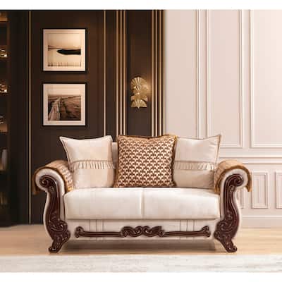 Carmen Traditional Style Upholstery Loveseat Made with Wood