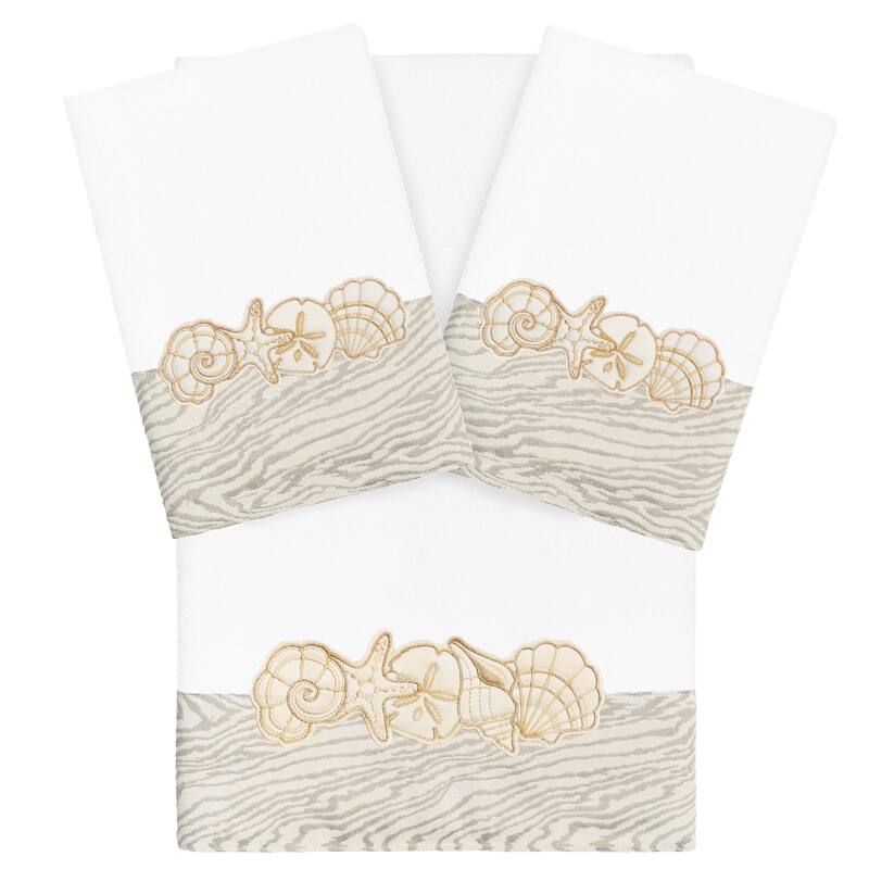 Authentic Hotel and Spa Turkish Cotton Shell Row 3PC Towel Set - White