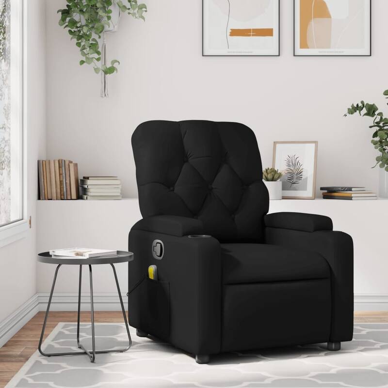 vidaXL Massage Recliner Chair Reclining Armchair for Elderly Faux Leather - Black