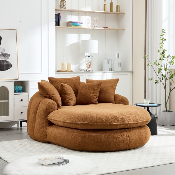Oversized Oval Upholstered Bean Bag Sofa, Lazy Sofa with 3 Large Pillows and 2 Small Pillows, Wrap Around Backrest - Bed Bath & Beyond