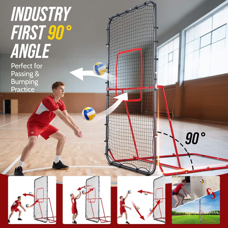 7x4 FT Volleyball Rebounder Net - 90° Foldable Angle & Sturdy