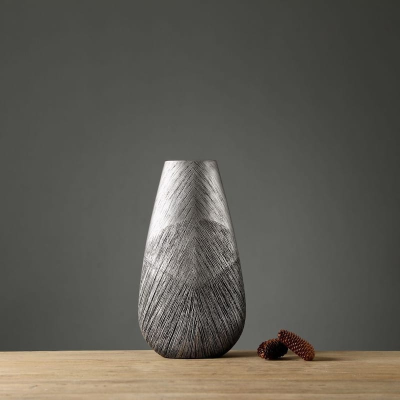 Large Arrowhead Silver Polyresin Vase