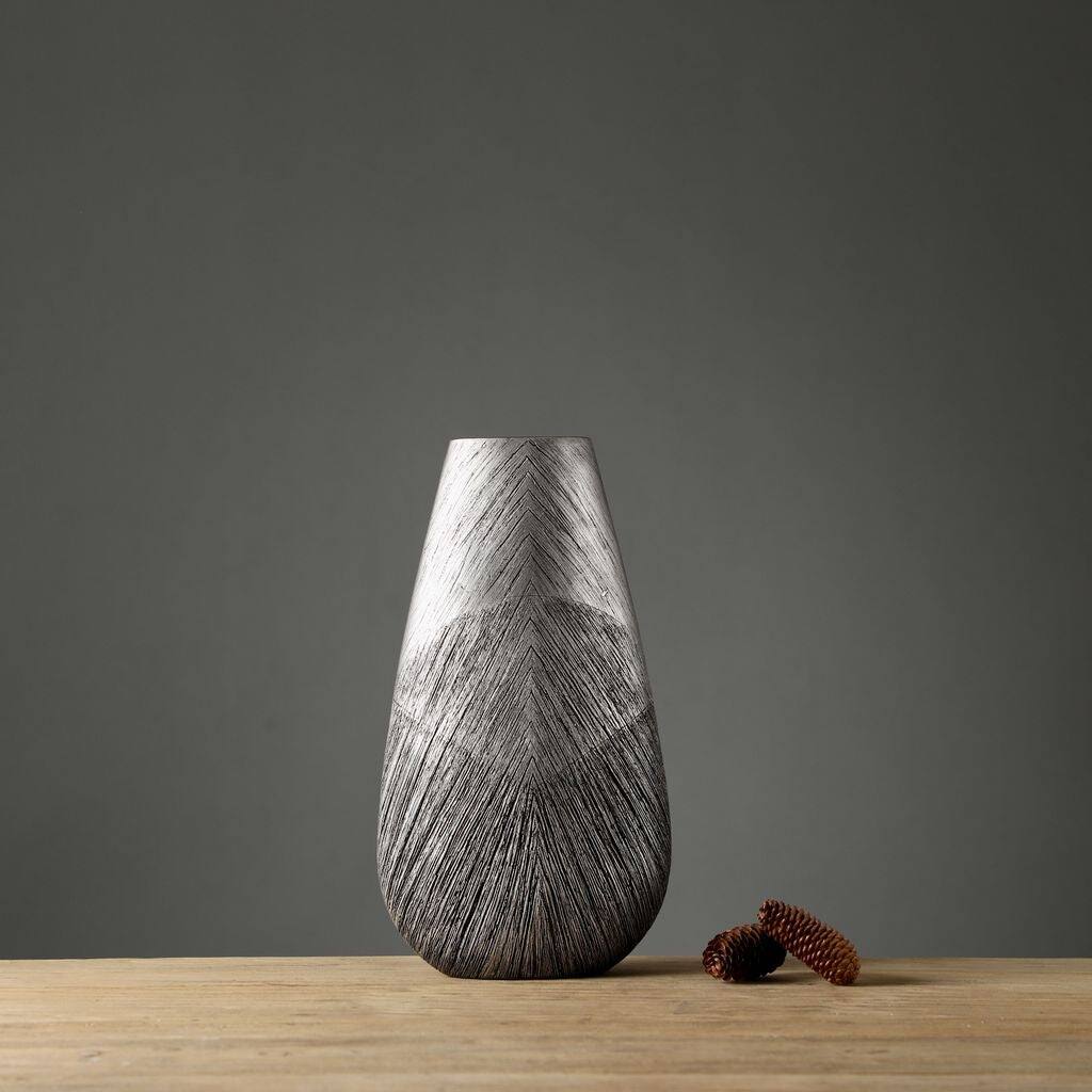 Large Arrowhead Silver Polyresin Vase
