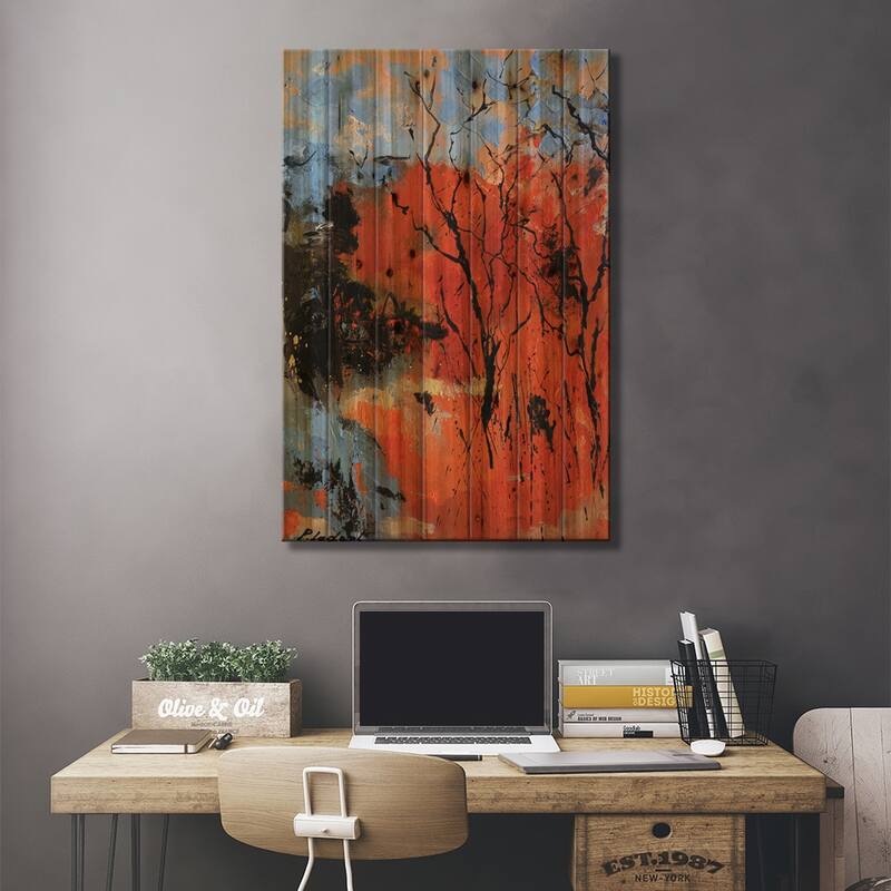 Abstract Autumn Print On Wood by Pol Ledent - Multi-Color