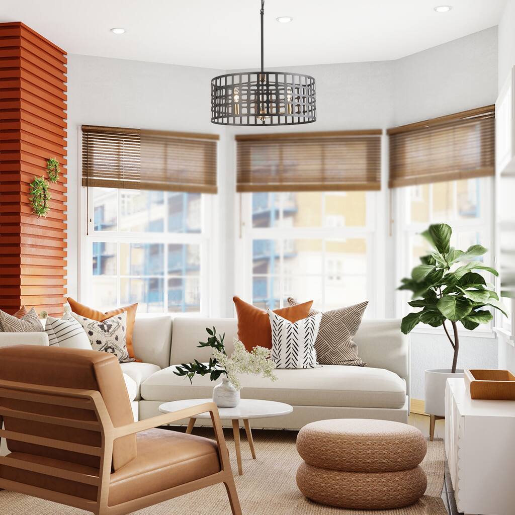 Modern 3-Light Drum Pendant Chandelier Lighting