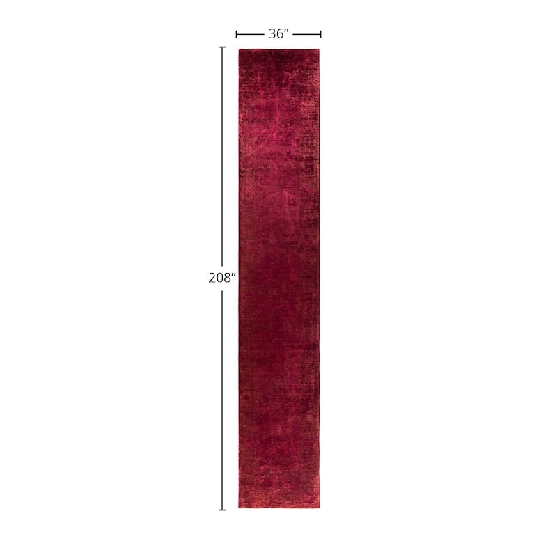 Contemporary Overdyed Wool Hand Knotted Runner - 3' 0" x 17' 4"