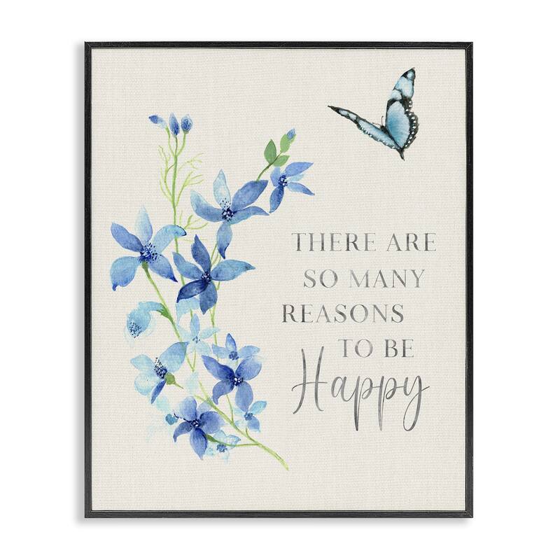 Stupell Reasons To Be Happy Floral Framed Giclee Art Design By Janet Tava - 11 x 14 - Black