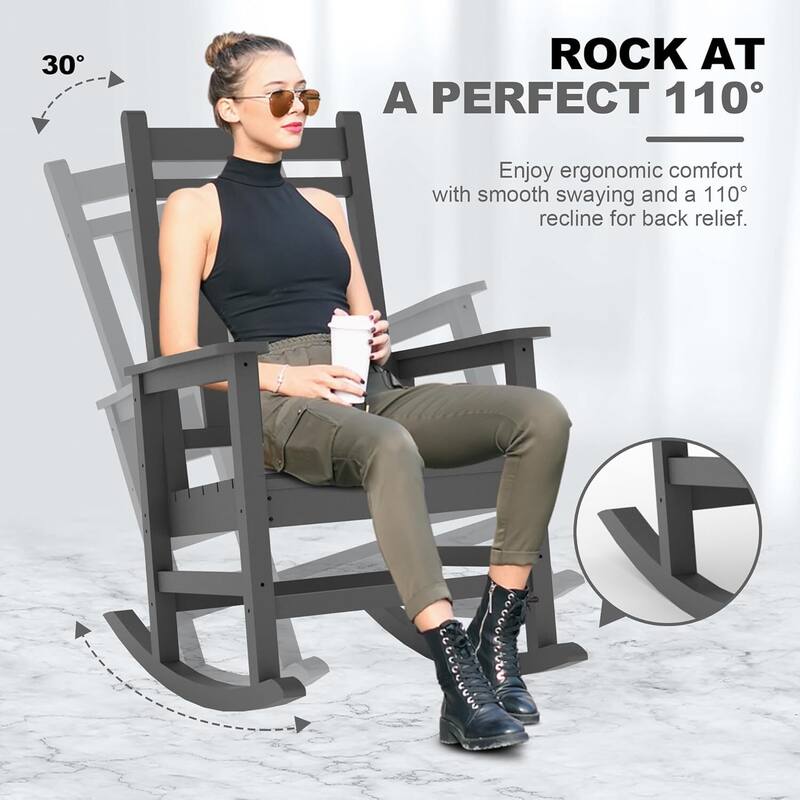 2PCS Patio High Back Porch Rocking Chair for Outside