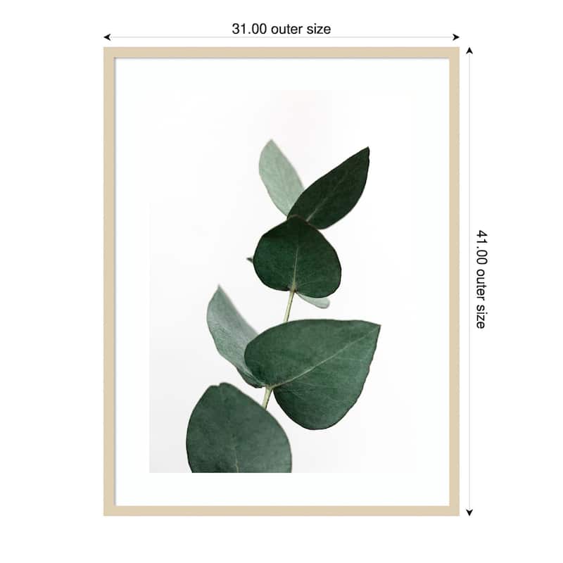 Eucalyptus 4 A1 by Mareike Bohmer Wood Framed Wall Art Print - Natural - 31 x 41 in