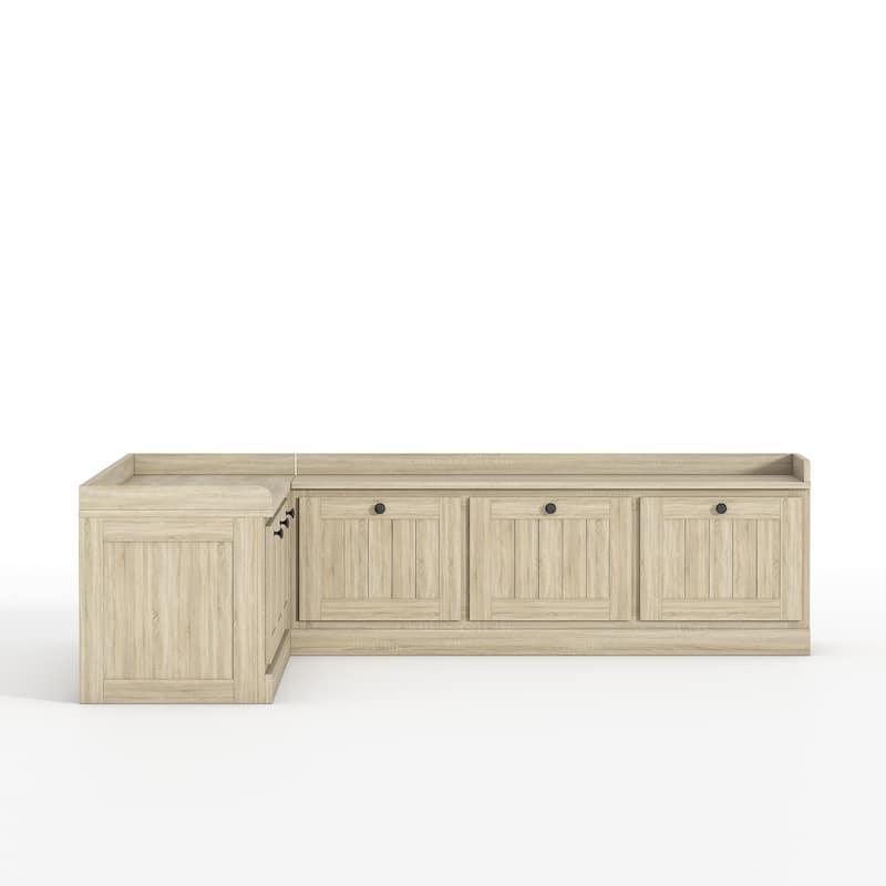 L-Shaped Storage Bench 176 lbs Top Load, Corner Entryway Bench with Hidden Storage Seating