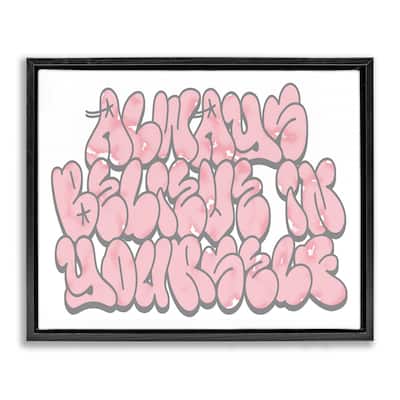 Stupell Believe in Yourself Graffiti Framed Floater Canvas Wall Art Design By Marcus Prime