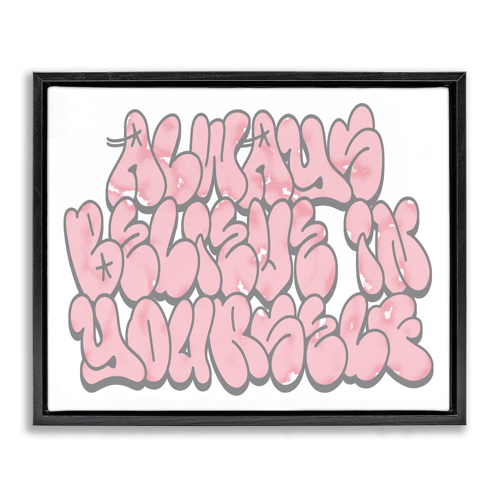 Stupell Believe in Yourself Graffiti Framed Floater Canvas Wall Art Design By Marcus Prime