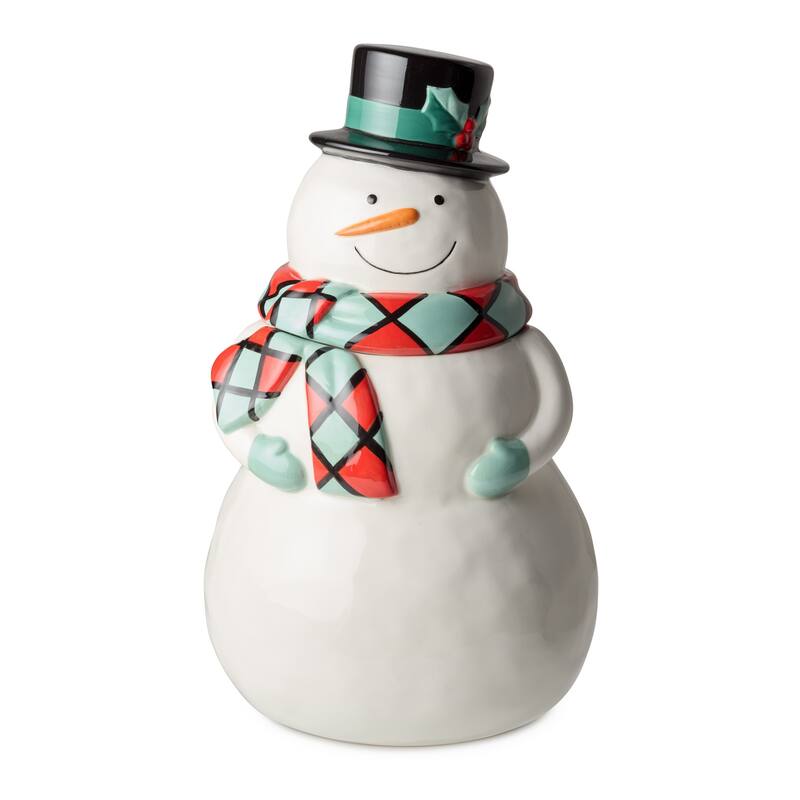Certifed International Christmas Whimsy Snowman 3-D Cookie Jar - 6.125"W x 6.125"D x 11.75"H