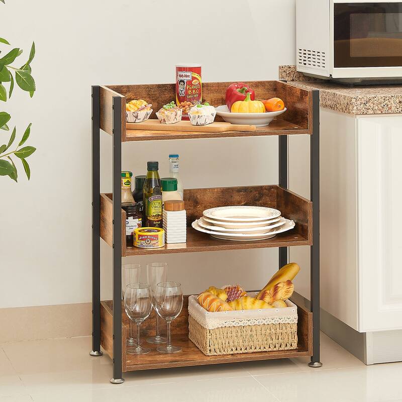 VECELO 30" Open Bookcase 3 Tier No Guardrail Shelf Unit for Books Storage Cabinet for Living Room/Kitchen/Bedroom (1 or 2 PCS)