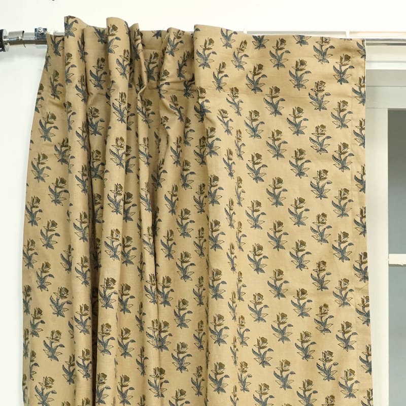 Fabdivine Handmade Block Print Floral Curtain Perfect for Room or Window Décor