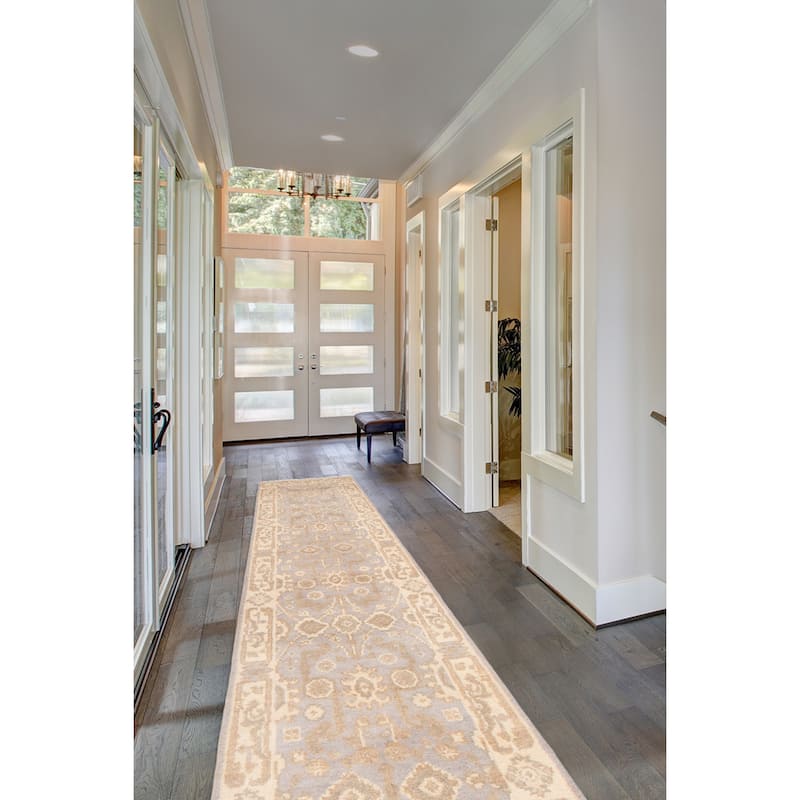 ECARPETGALLERY Hand-knotted Royal Oushak Grey Wool Rug - 2'5 x 19'7