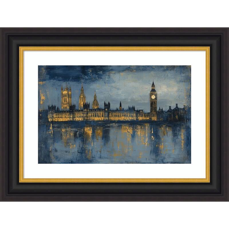 Cityscape at Night by Tradelink inhouse artist Wood Framed Wall Art Print - Sierra Black Brown