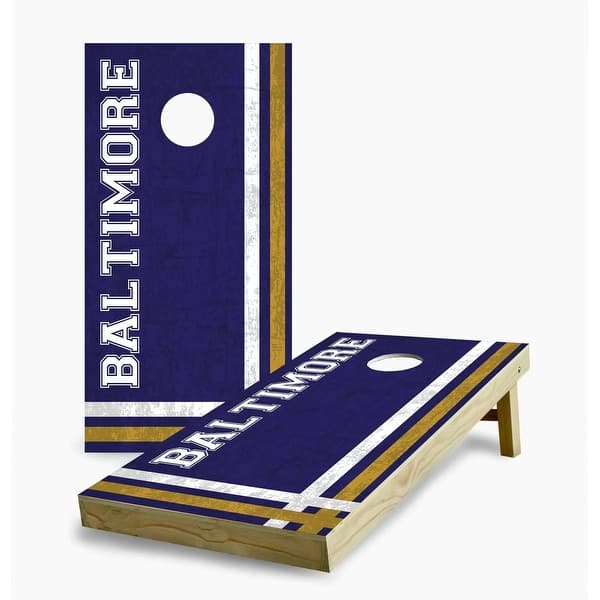 slide 2 of 7, Baltimore Ravens Multi Stripe Cornhole Game (Choose Wraps or Boards) 2x4 Boards (24" x 48") - Include ALL Accessories