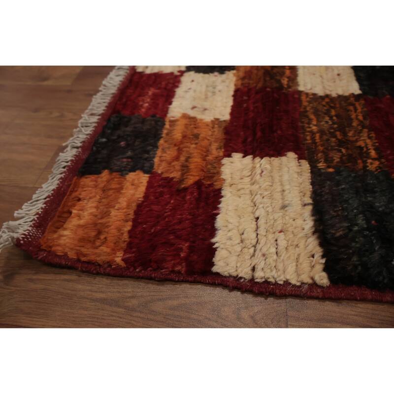 Hand Knotted Oriental 100% Wool Carpet Modern Geometric Red Moroccan Area Rug - 10' 2'' X 6' 9''