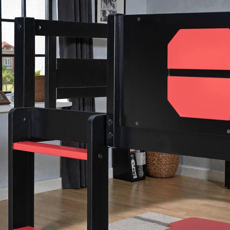 Twin/Full Gaming Bunk Bed with Dual Desks, USB Charging Ports and Pegboard Organizer, Gamer Bunk Frame