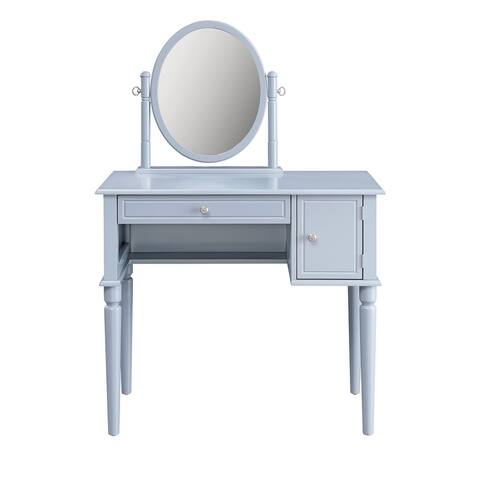 Upholstered Vanity Set in Cream and Gray Finish